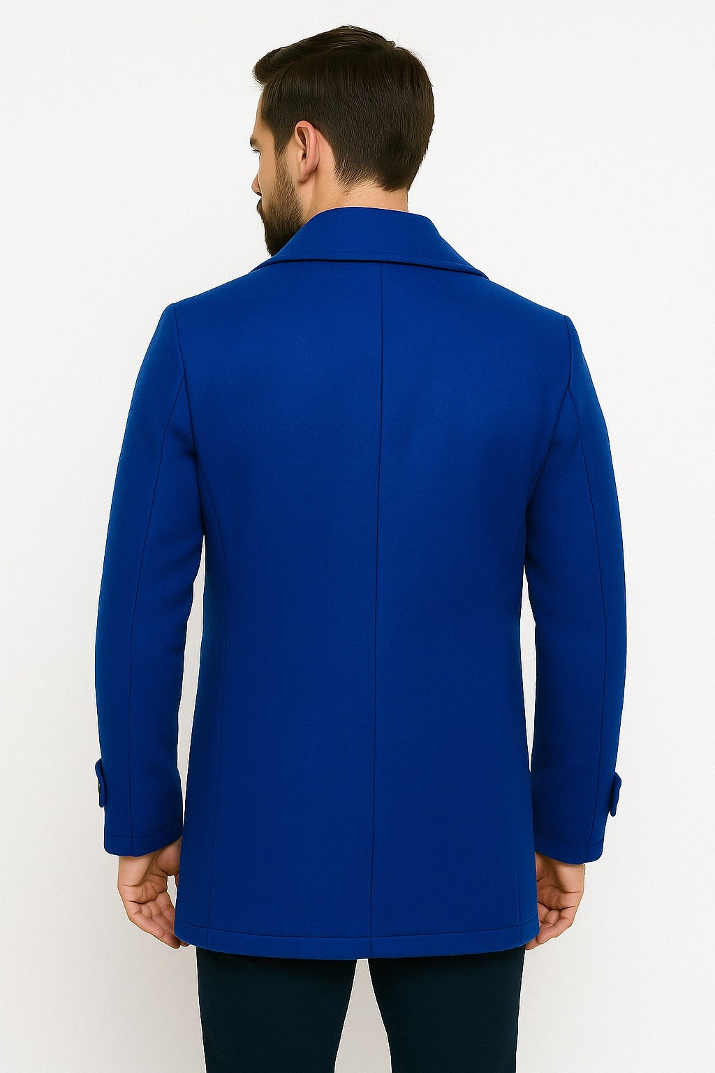 Royal Blue Double-Breasted Wool Peacoat by Alberto Nardoni
