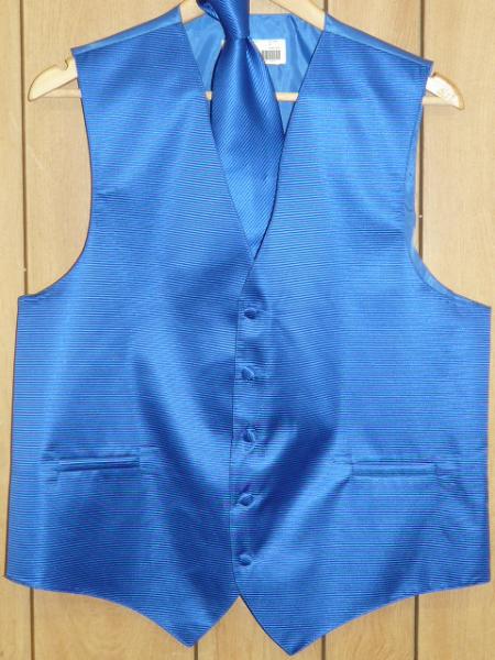 ROYAL BLUE Groomsmen Dress Tuxedo Wedding Vest ~ Waistcoat ~ Waist coat & Tie set Buy 10 of same color Tie For $25 Each - Men's Neck Ties - Mens Dress Tie - Trendy Mens Ties