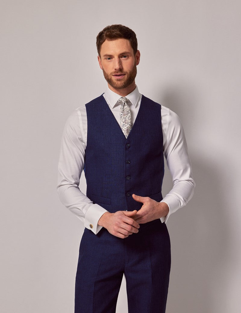 Royal Blue Linen Beach Wedding Suit