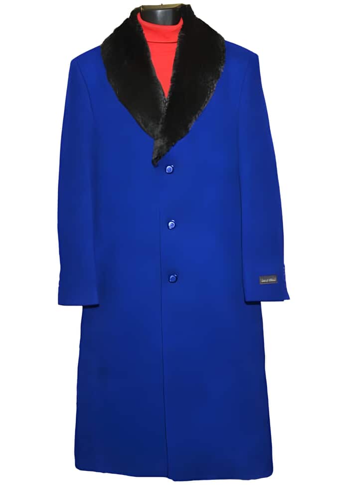 Royal Blue Wool 3 Button Ankle Length Overcoat