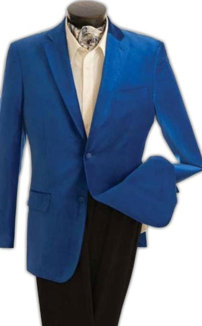 Men's Royal Blue 2 Button Velvet Blazer