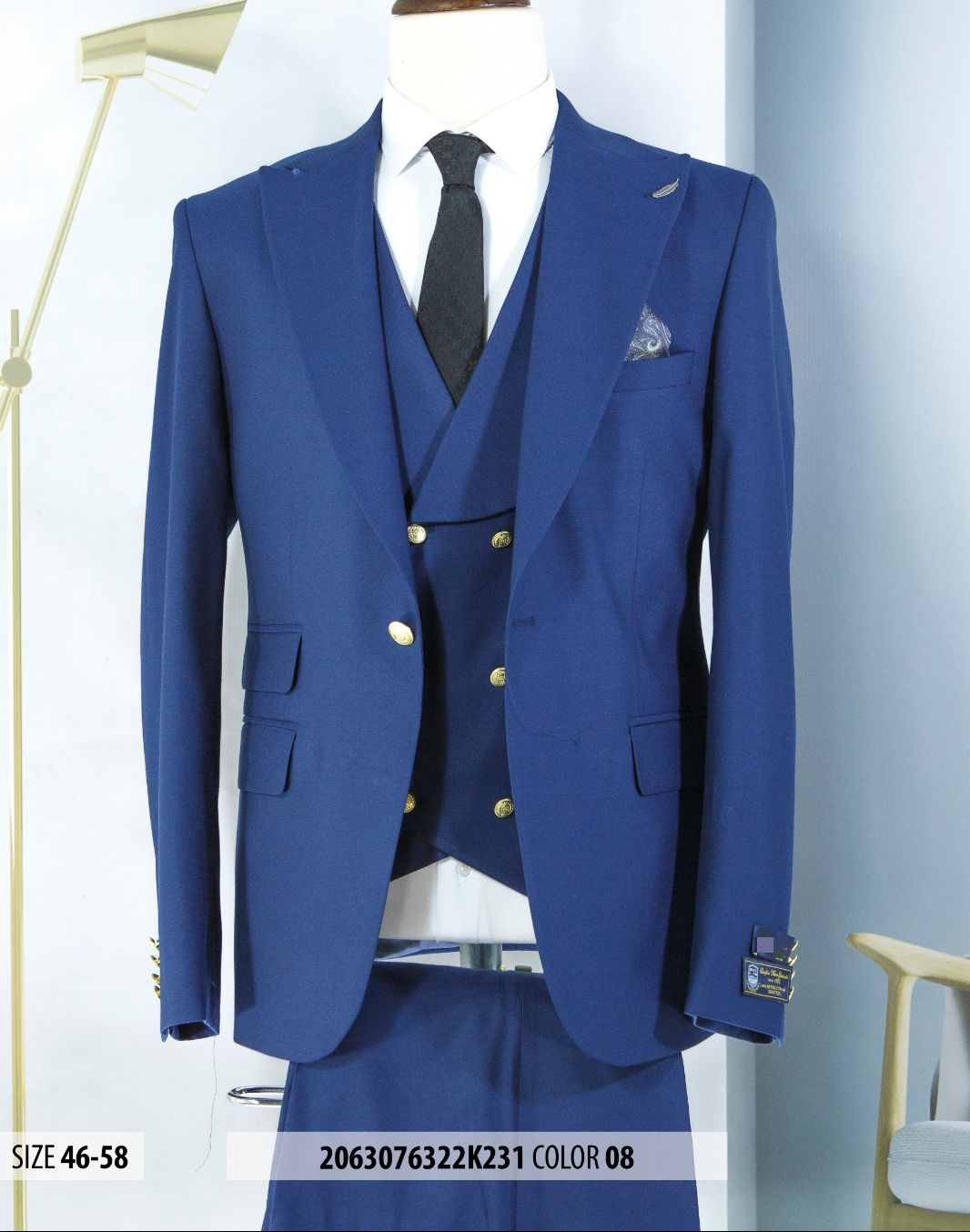 Ivory & Gold Button Cream Peak Lapel Wedding Suit