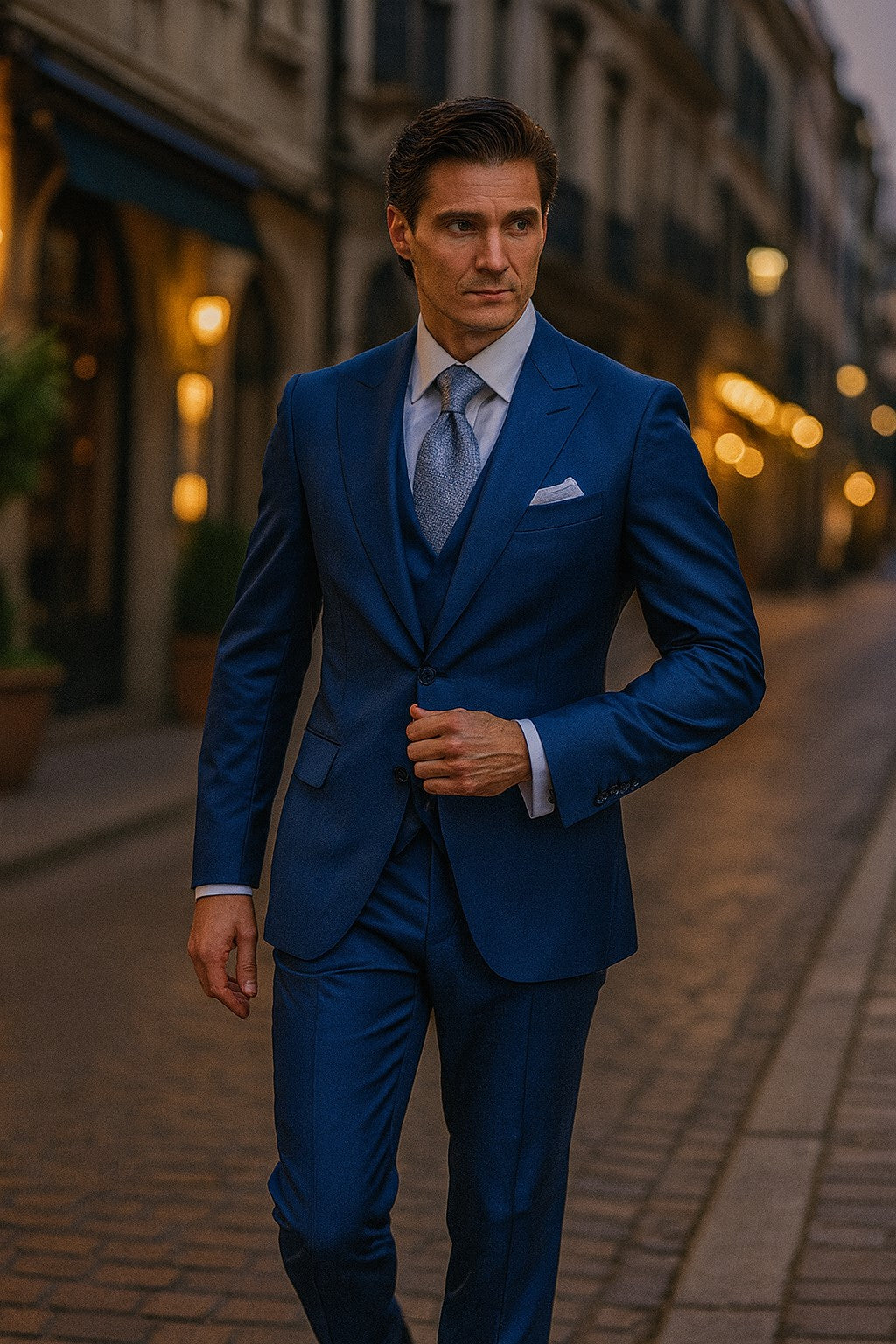 Royal Blue Suits - Cobalt Blue Vested 3 Pieces Suits - Wedding Suit