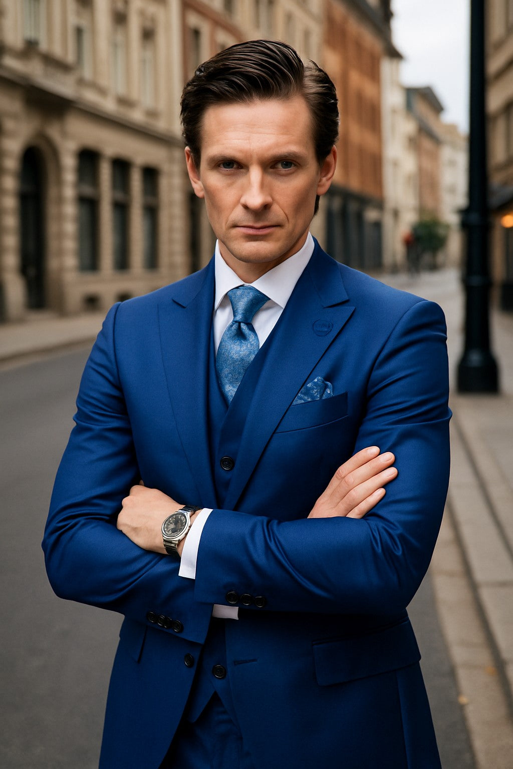 Royal Blue Suits - Cobalt Blue Vested 3 Pieces Suits - Wedding Suit