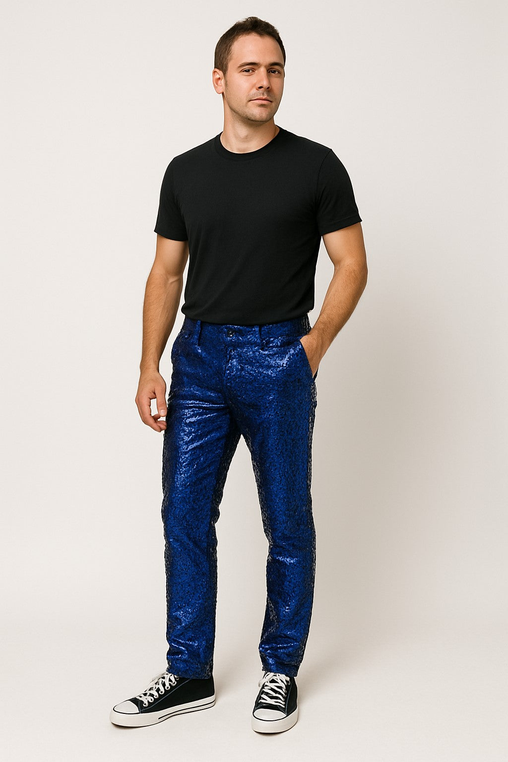 Mens Sequin Pants Royal Party Trousers