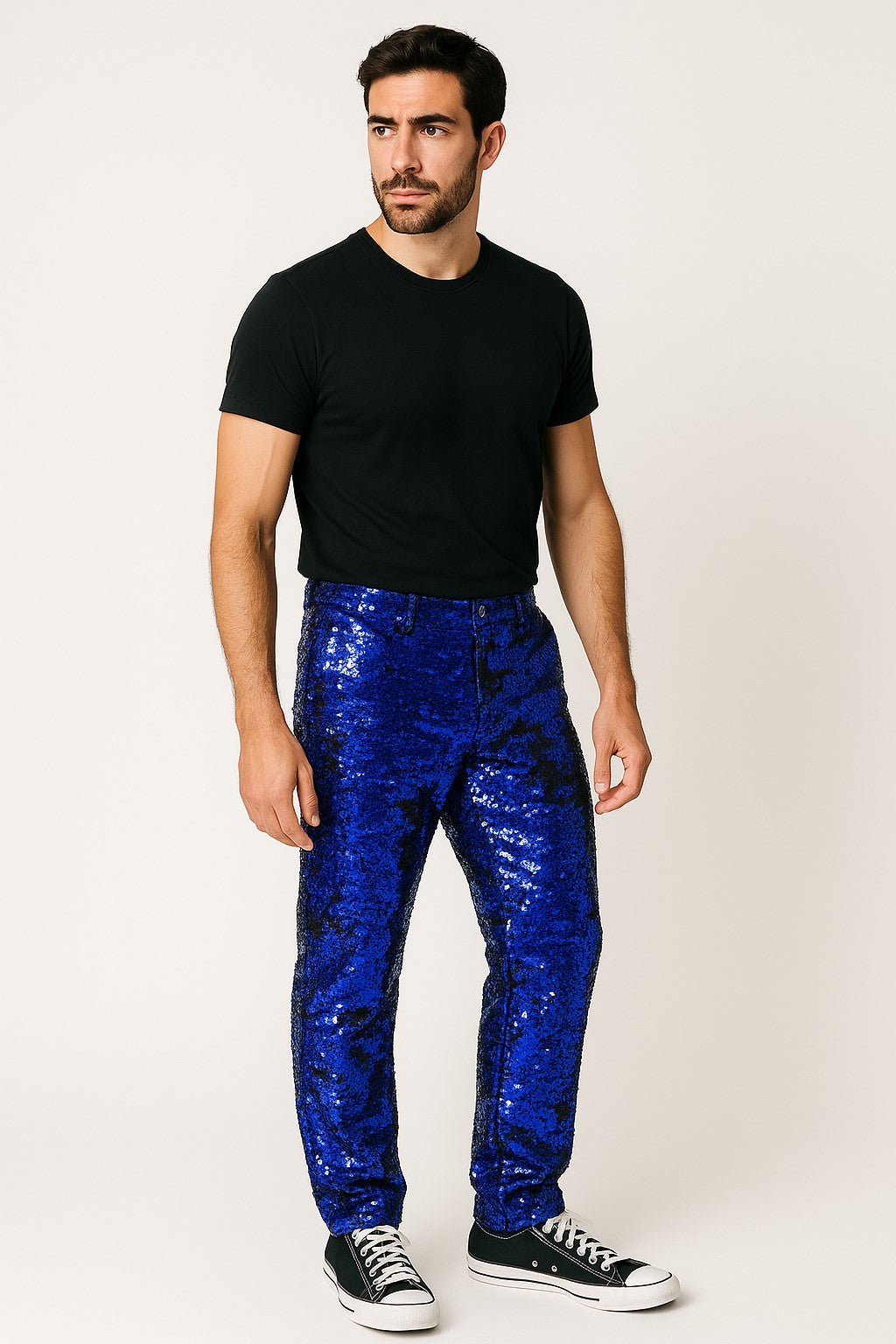 Mens Sequin Pants Royal Party Trousers