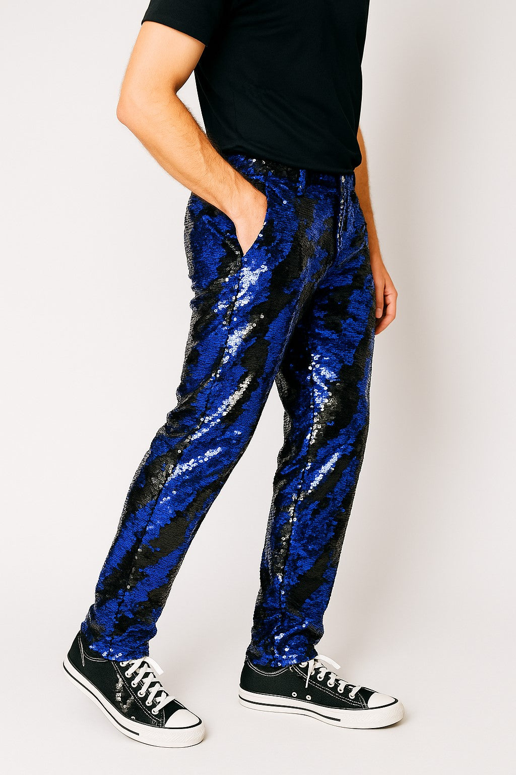 Mens Sequin Pants Royal Party Trousers