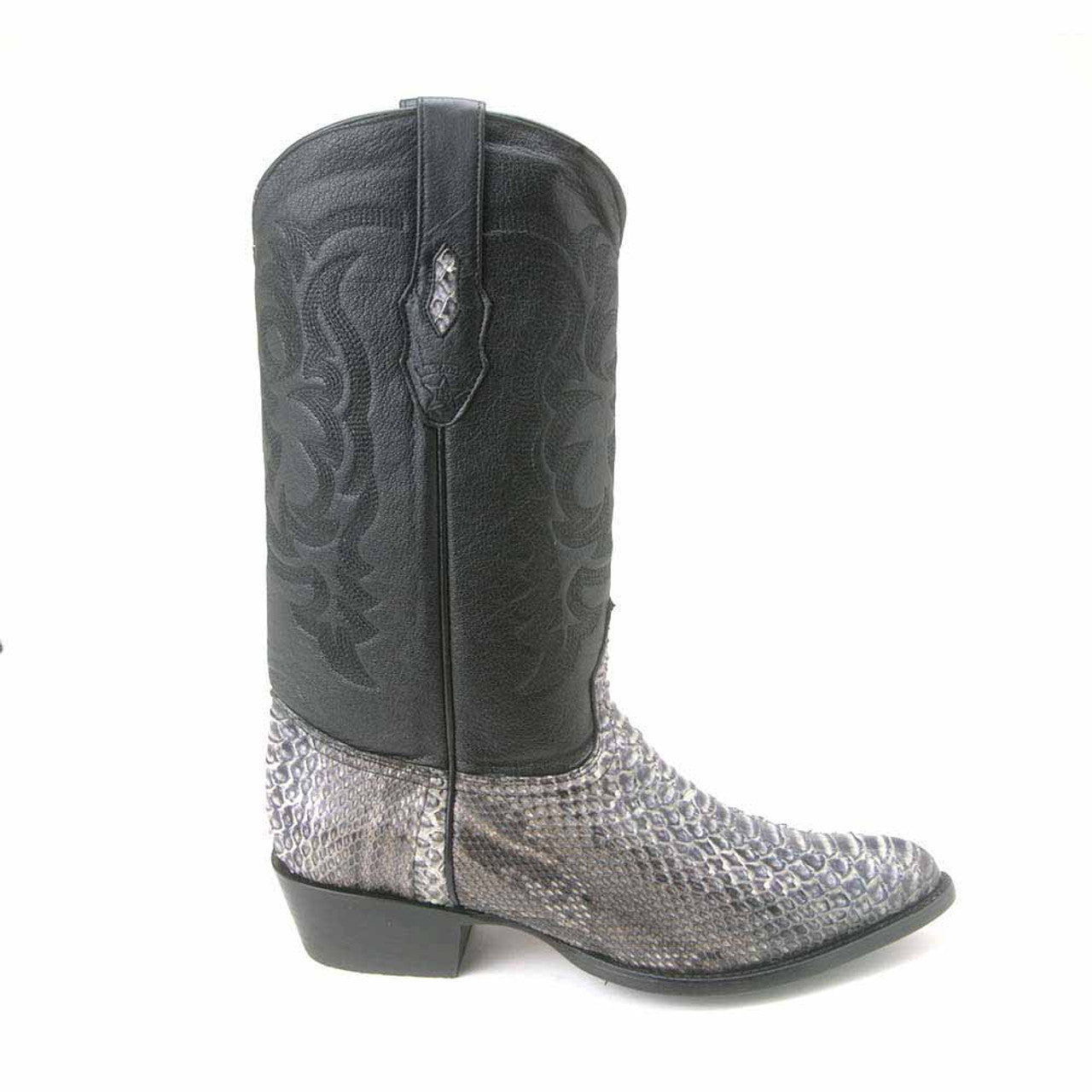 Rustic Black Python Snakeskin J Toe Boots
