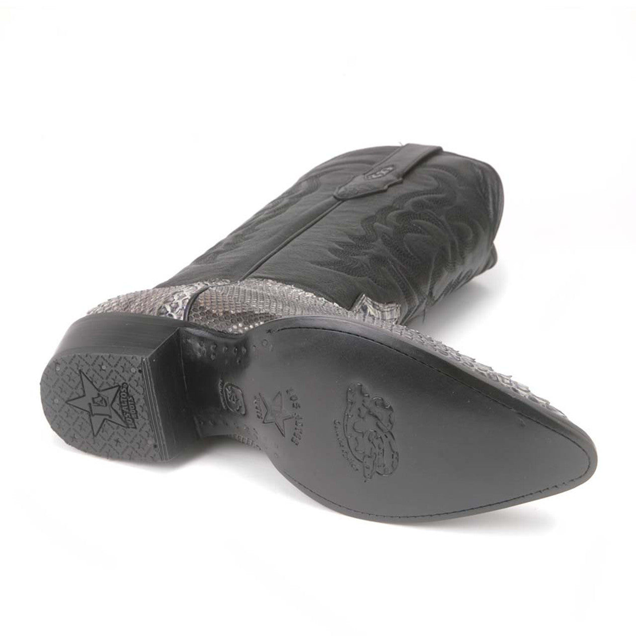 Rustic Black Python Snakeskin J Toe Boots