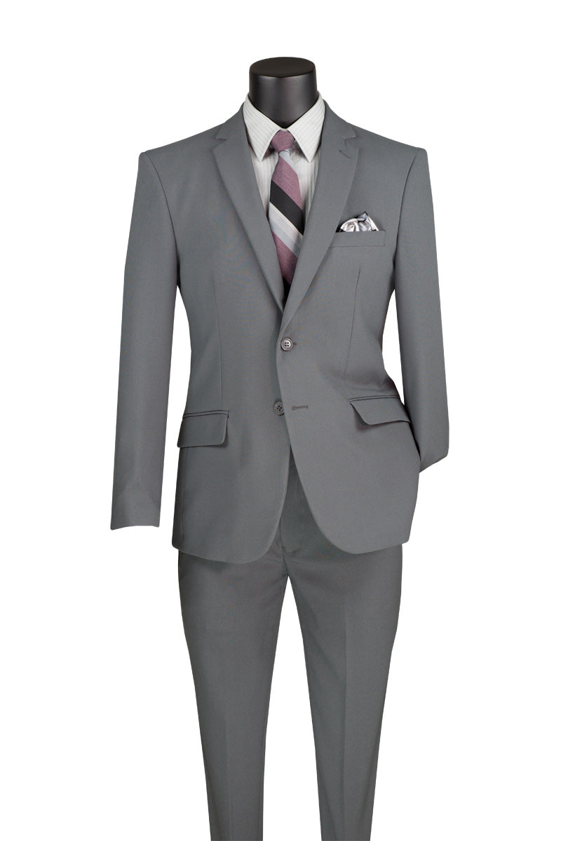 Medium Gray Slim Fit 2 Piece Business Suit