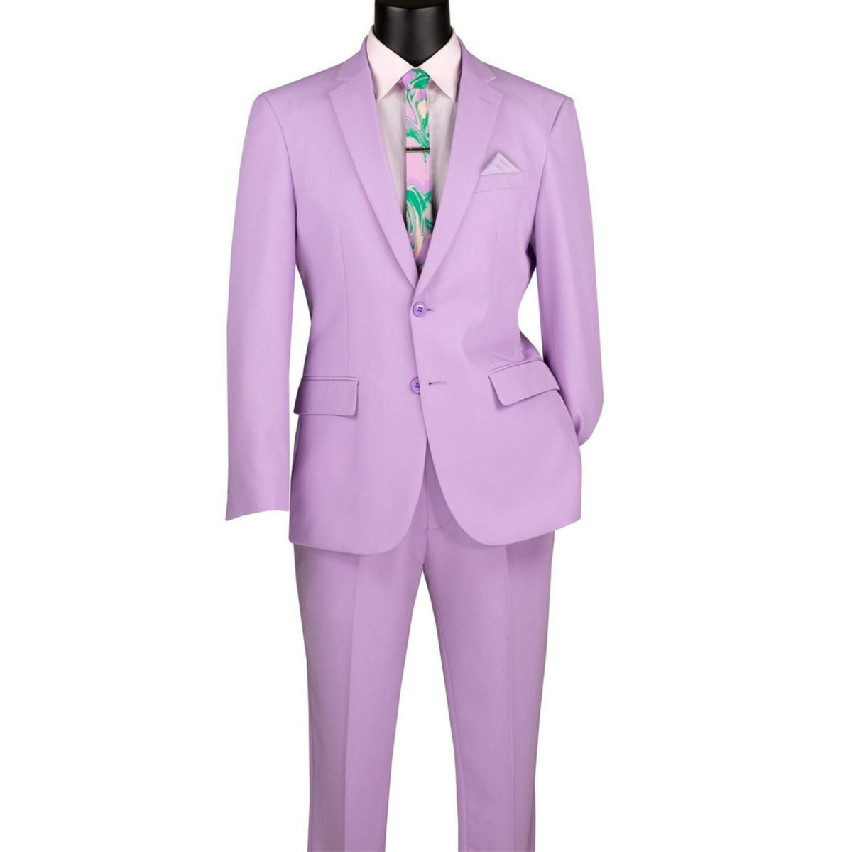 Men's lavender 2-piece solid color slim fit suit