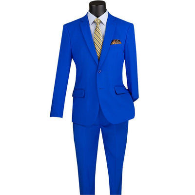 Men's royal 2-piece solid color slim fit suit