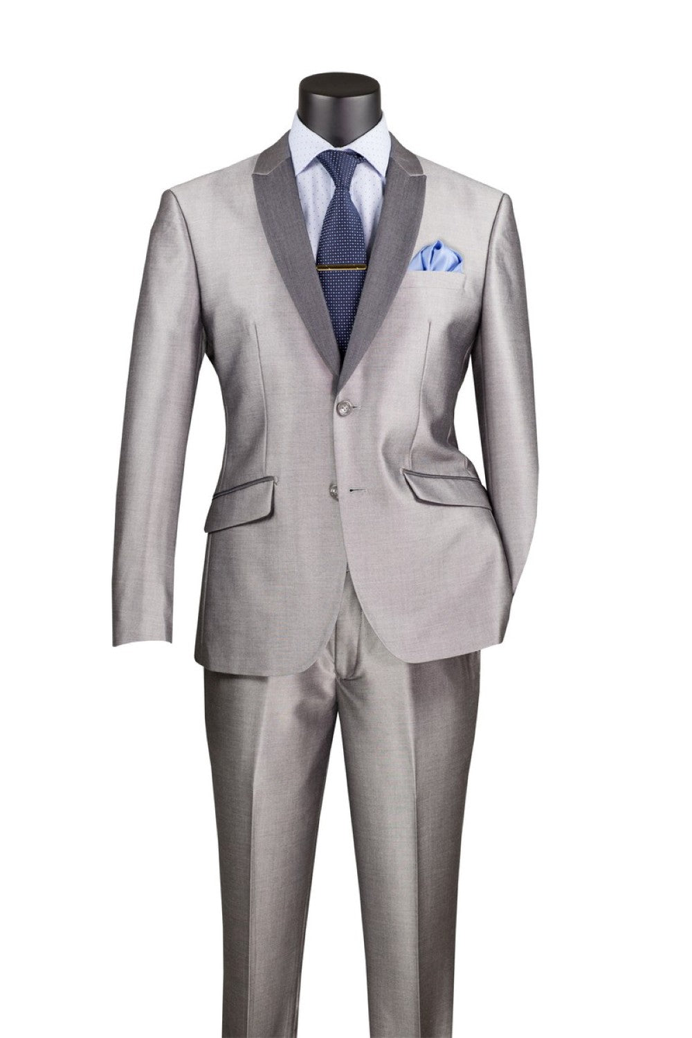 Slim Fit Shiny Sharkskin Men's Suit by Vinci