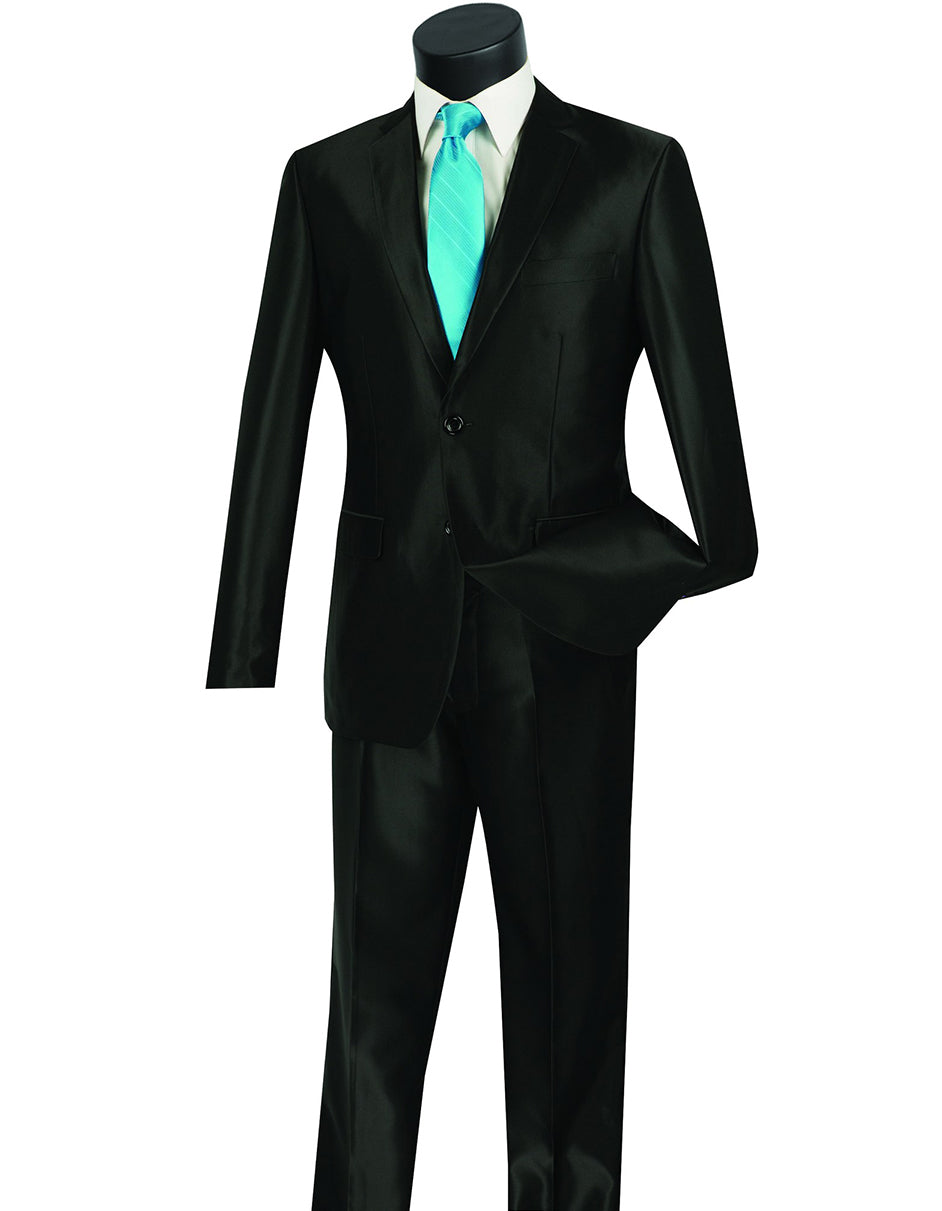 Men’s Modern Fit Black Sharkskin Suit