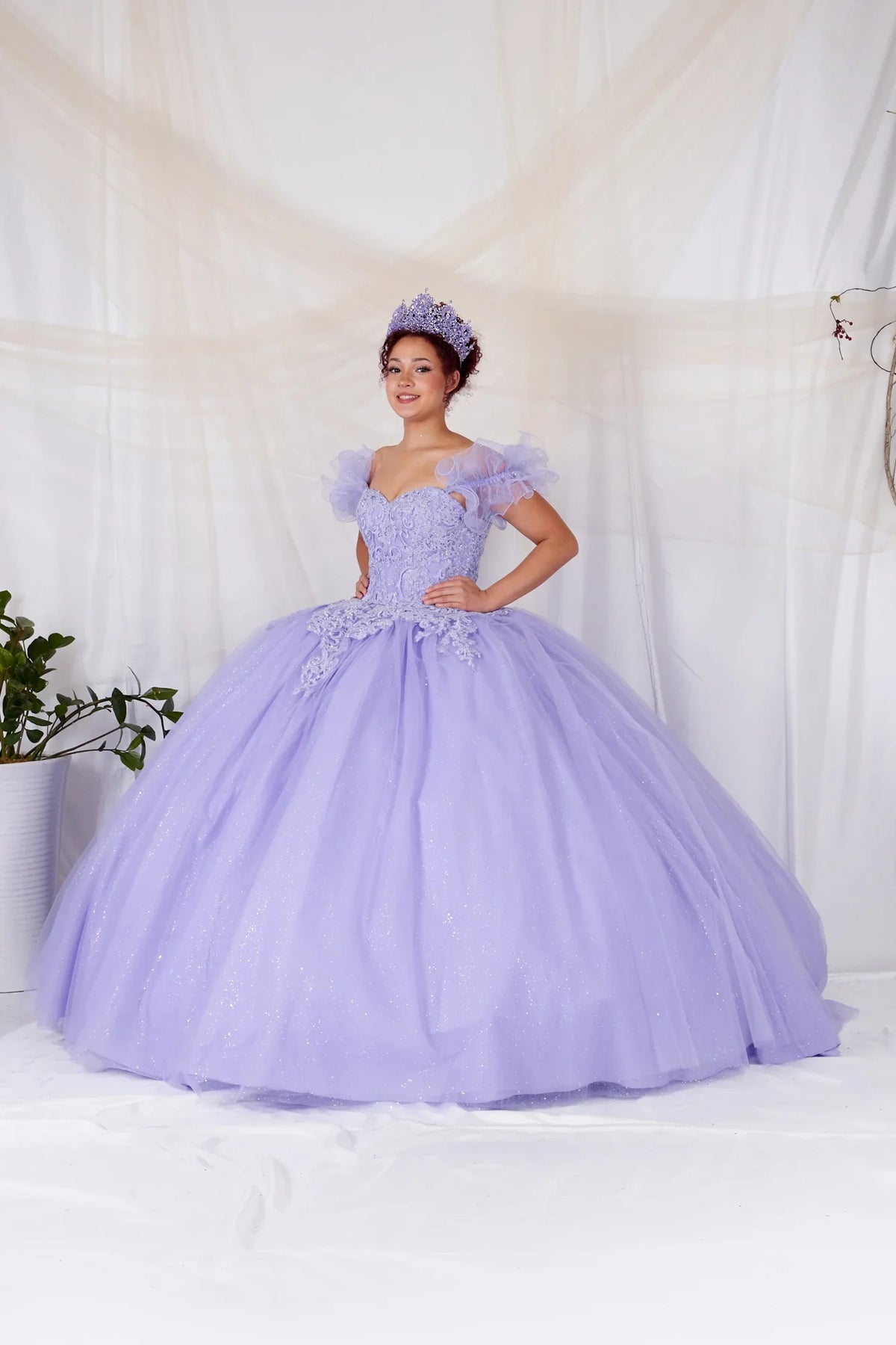 Removable Off the Shoulder Quinceanera Dress Embroidered Cape Ball Gown by Calla SCL-30010
