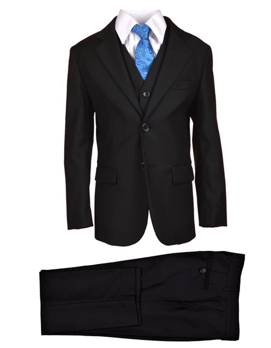 5 Piece Black Poly Suit by MensTuxedoUSA