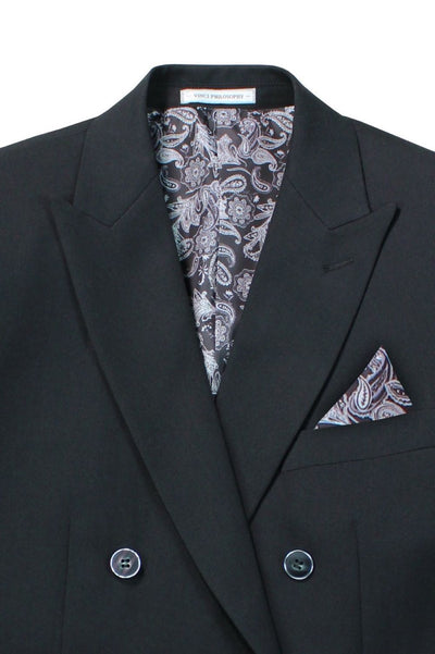 Black Slim Double Breasted 2 Piece Suit