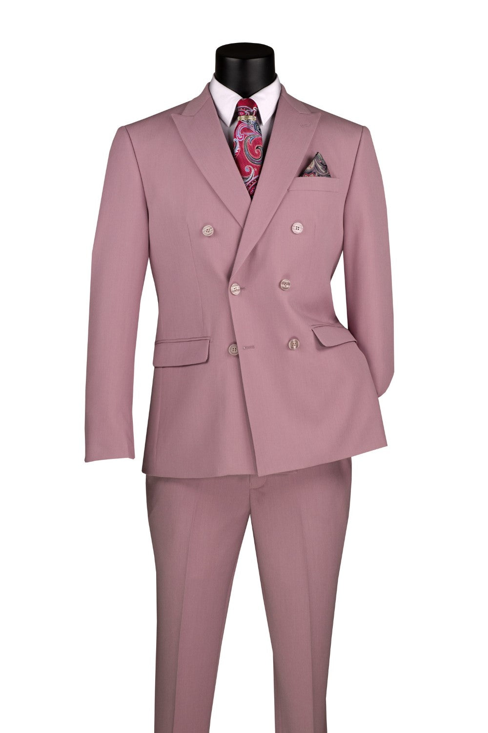 Lilac Slim Fit Double Breasted 2 Piece Suit with Flexible Elastic Waistband