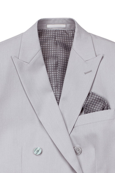 Slim Silver Double Breasted Suit with Elastic Waist
