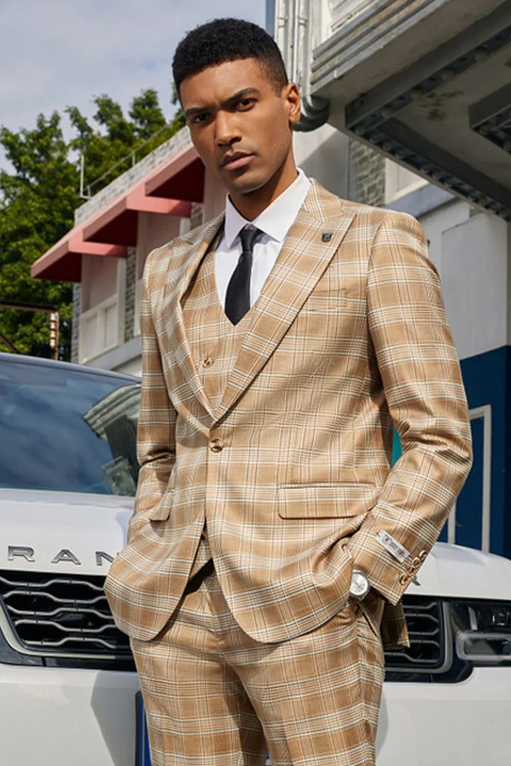 Tan Hybrid Fit Tuxedo for Groomsmen