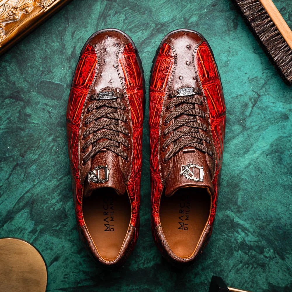 Saulo Cognac Exotic Sneaker by Marco Di Milano