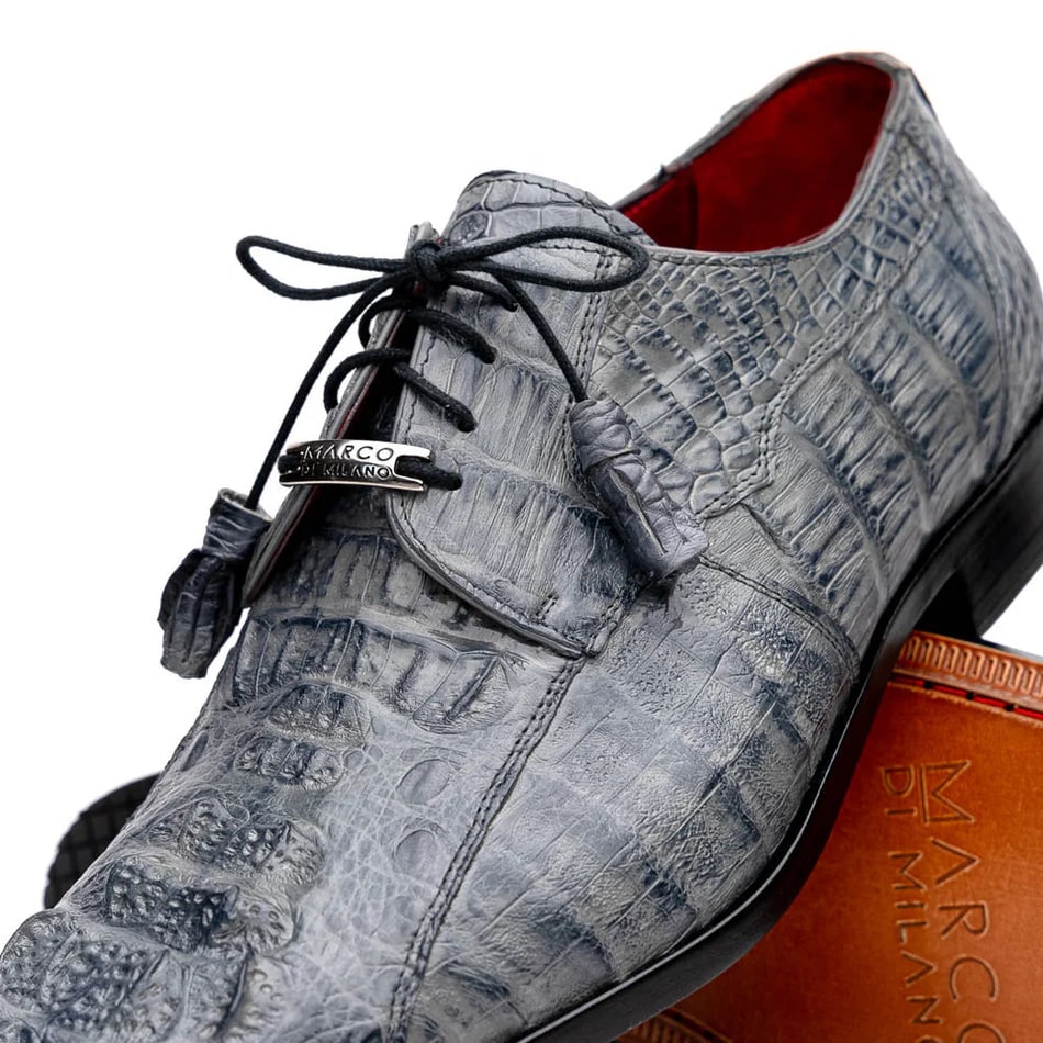 Marco Di Milano Gray Crocodile Derby Oxfords