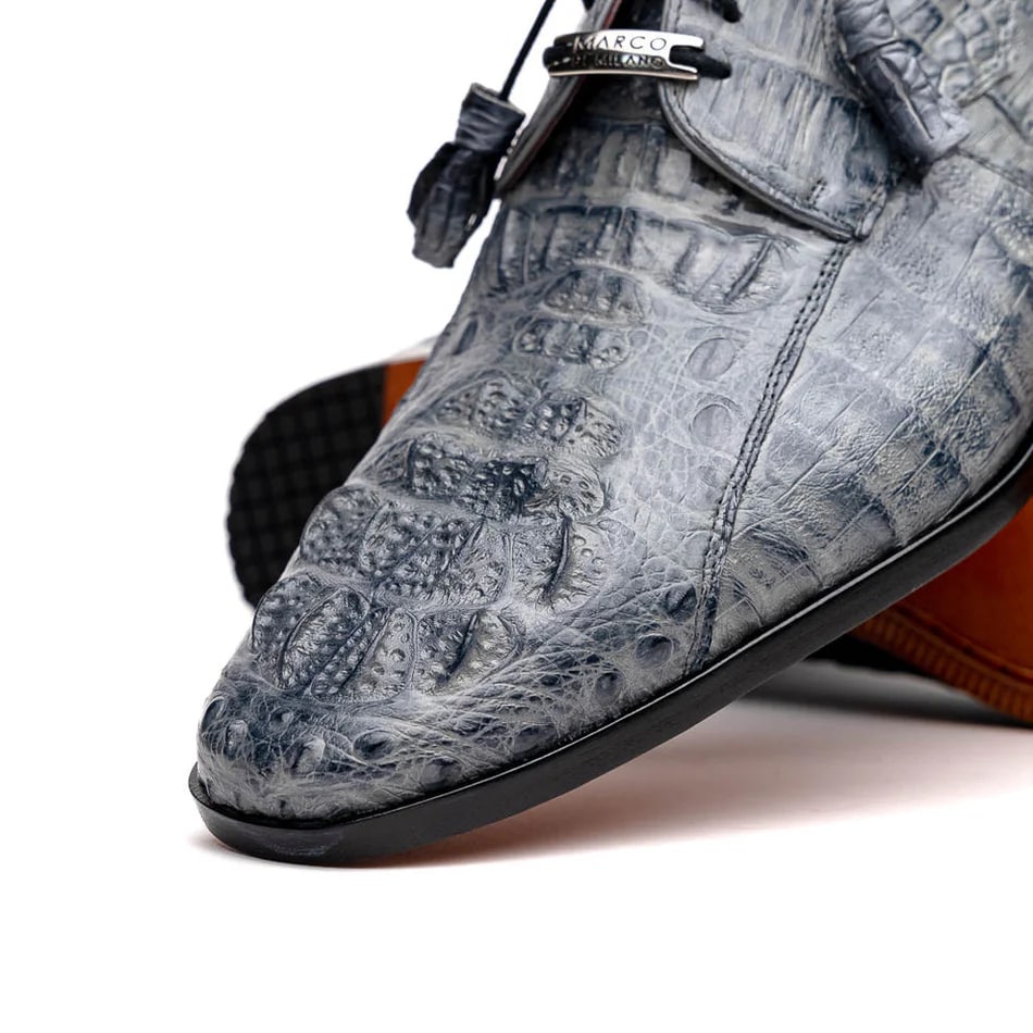 Marco Di Milano Gray Crocodile Derby Oxfords