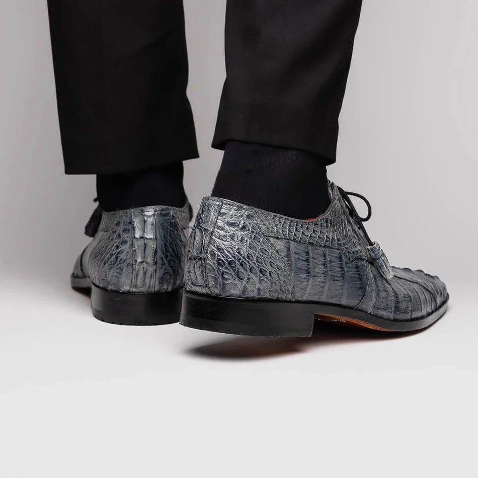 Marco Di Milano Gray Crocodile Derby Oxfords