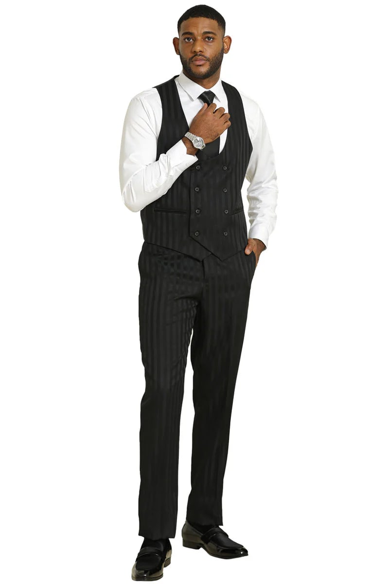 Stacy Adams Modern Fit Black Vest Suit