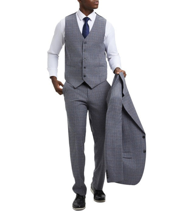 Stacy Adams Glen Plaid Hybrid Fit 3 Piece Suit