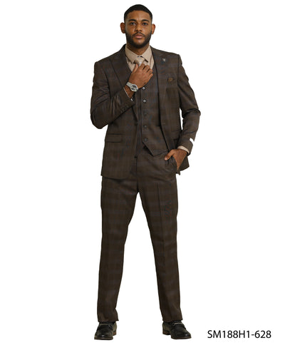Mens-suit Glen Check by Stacy Adams - Brown