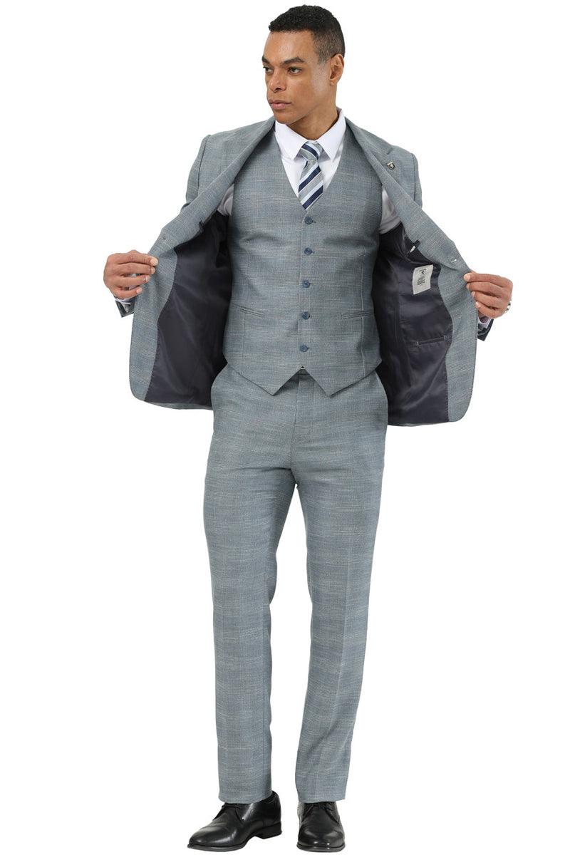 Stacy Adams Light Grey Sharkskin Business Suit