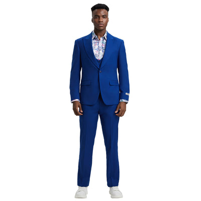 Men's Stacy Adams Hybrid-Fit 3pc Suit Set, Jacket Vest and Pants - Indigo