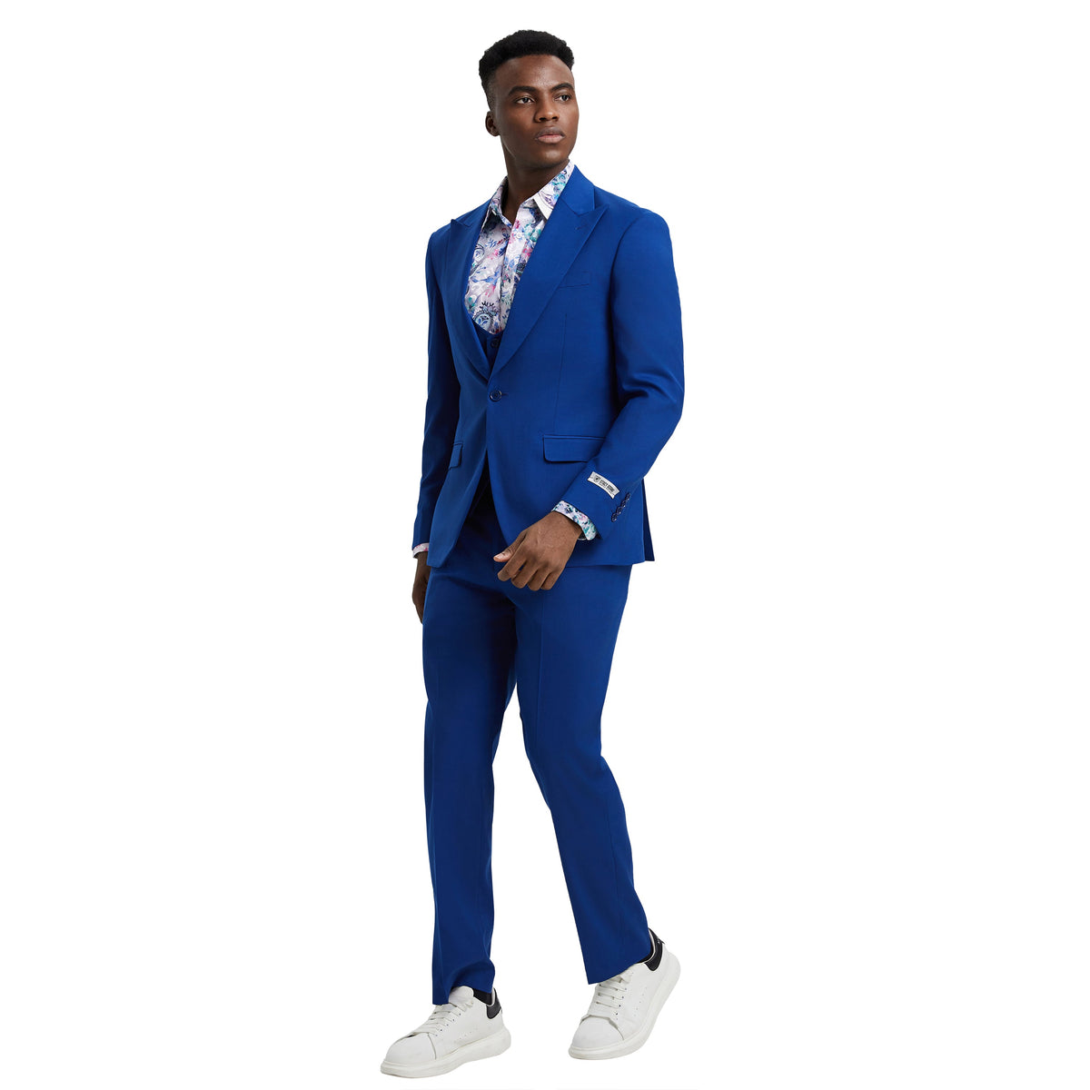 Men's Stacy Adams Hybrid-Fit 3pc Suit Set, Jacket Vest and Pants - Indigo