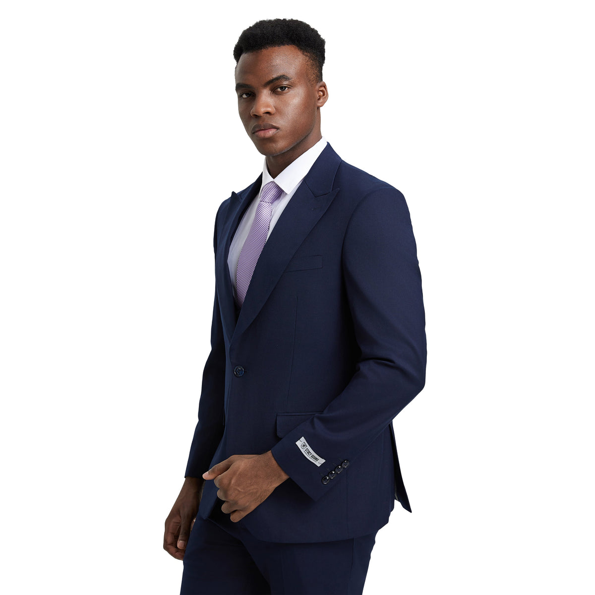 Men's Stacy Adams Hybrid-Fit 3pc Suit Set, Jacket Vest and Pants - Navy