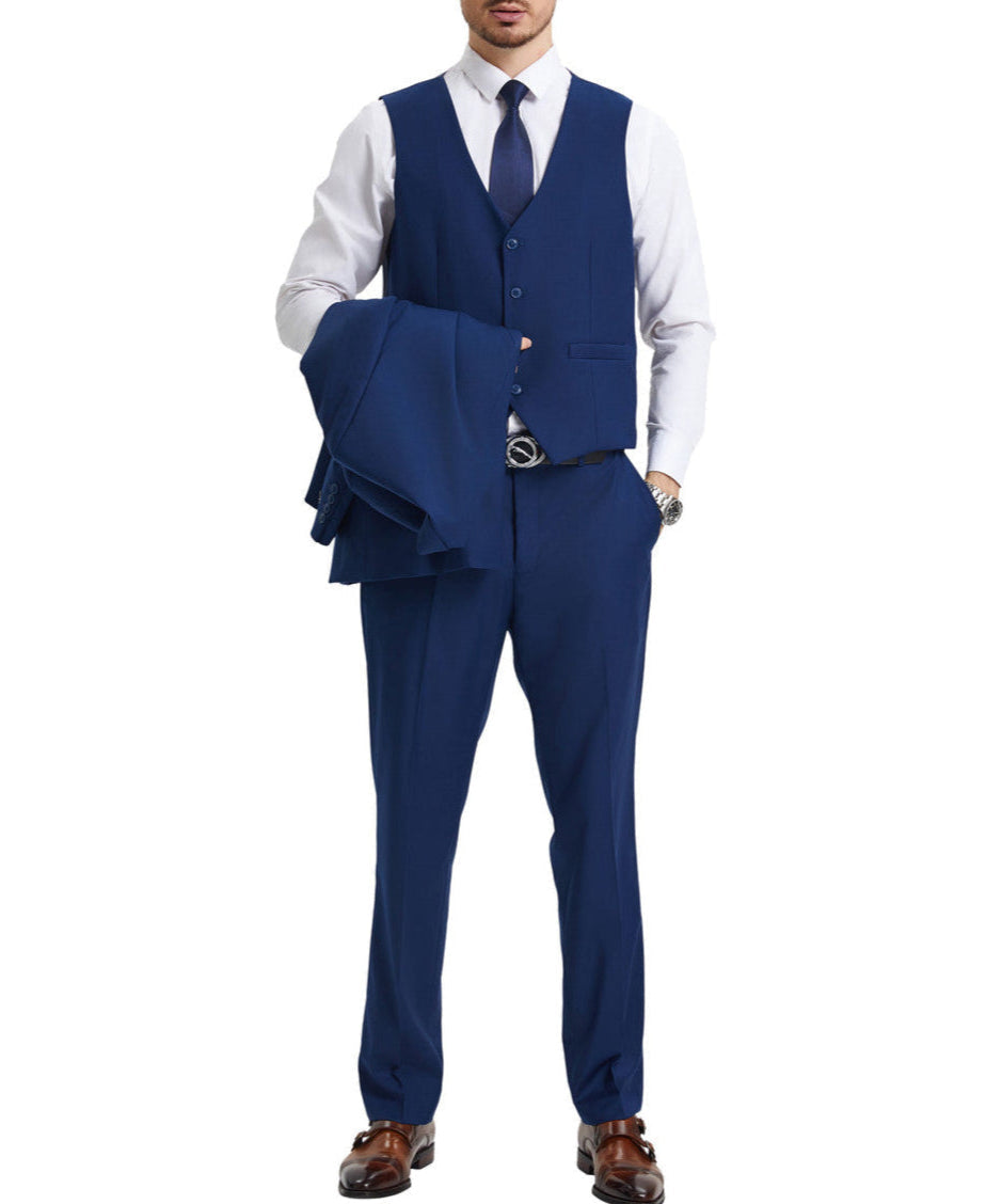 Stacy Adams 3 Piece Hybrid Fit Suit Indigo