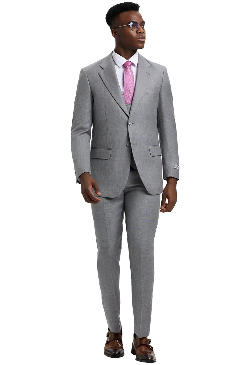 Stacy Adams Light Grey Sharkskin Suit with Vest