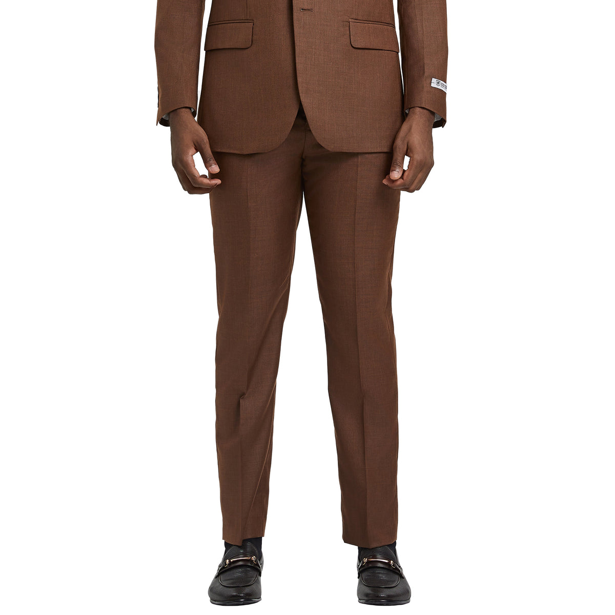 Men's Stacy Adams Sharkskin 3-Piece Suit - Cognac
