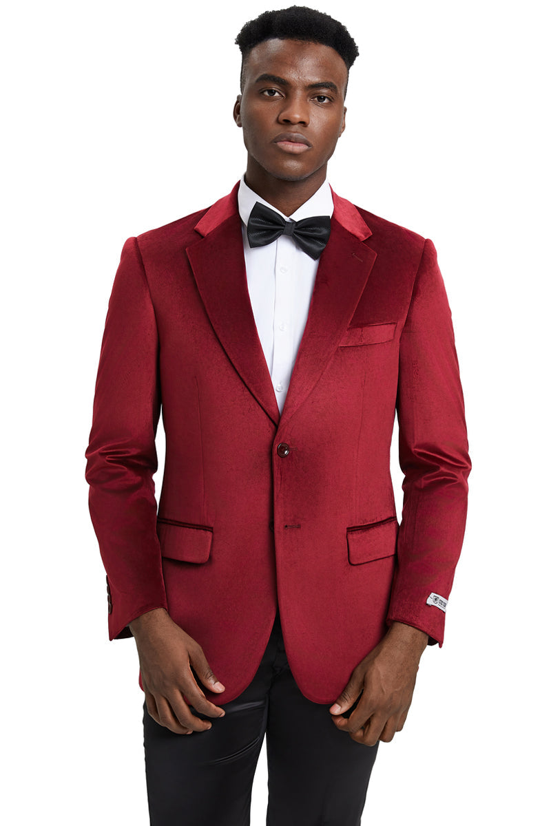 Stacy Adams Modern Fit Velvet Blazer - Burgundy