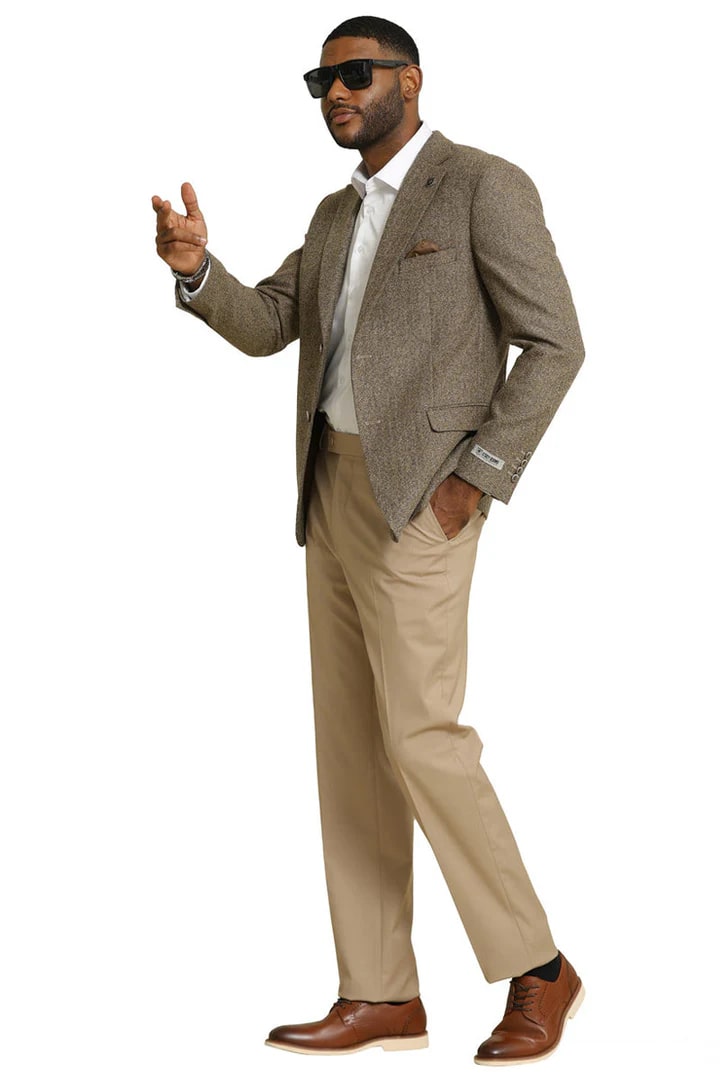Men's Stacy Adams Vintage Professors Tweed Blazers in Tan