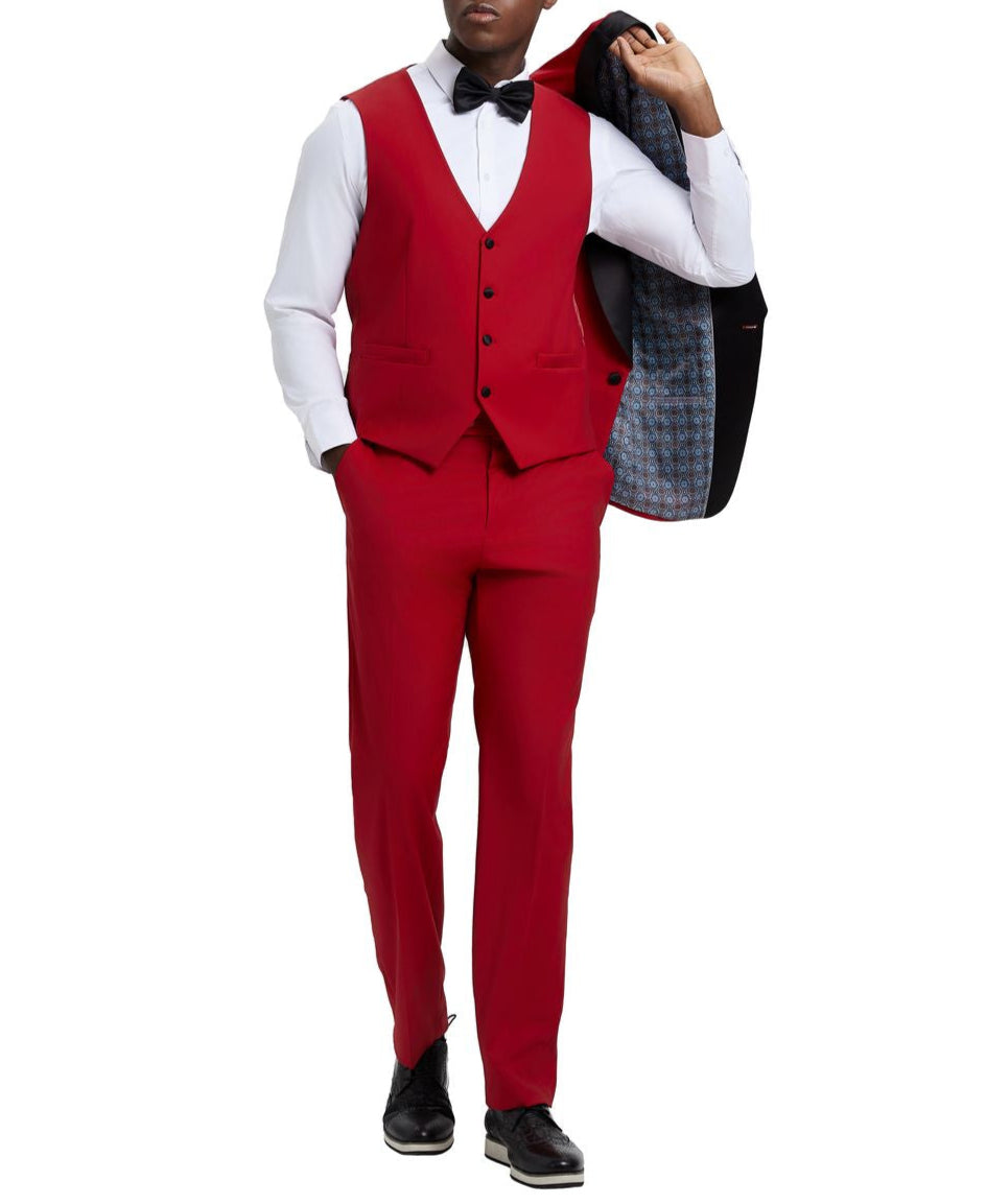 Stacy Adams Red Hybrid Fit Tuxedo Shawl Lapel