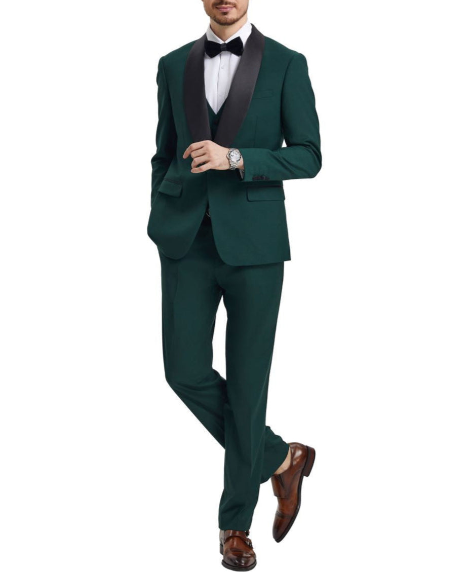 Stacy Adams Green Hybrid Fit 3 Piece Tuxedo