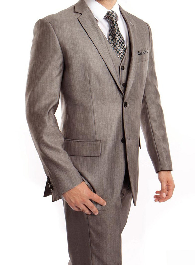 Gray 3 Piece Modern Fit Suit with Vest