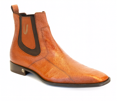 Men's Cognac Vestigium Genuine Ostrich Leg Chelsea Boots Handcrafted