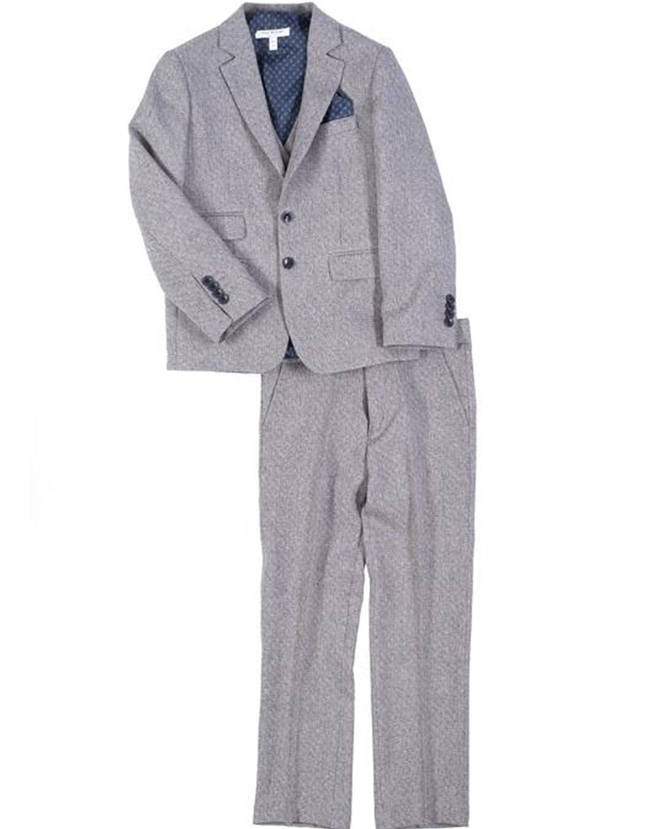 Boys Grey Tweed 2 Button Suit with Vest