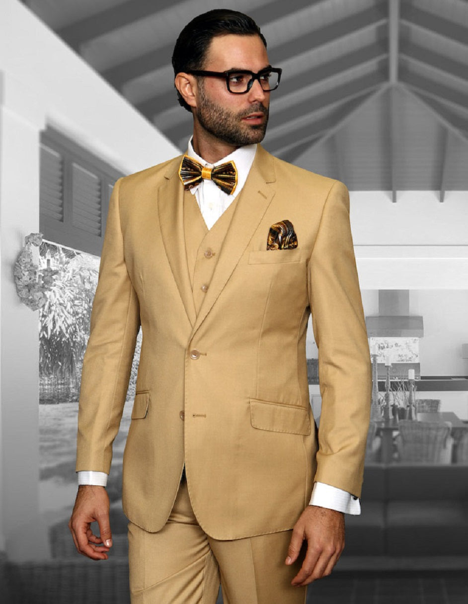 2 Button Modern Fit Chestnut Wool Suit with Vest