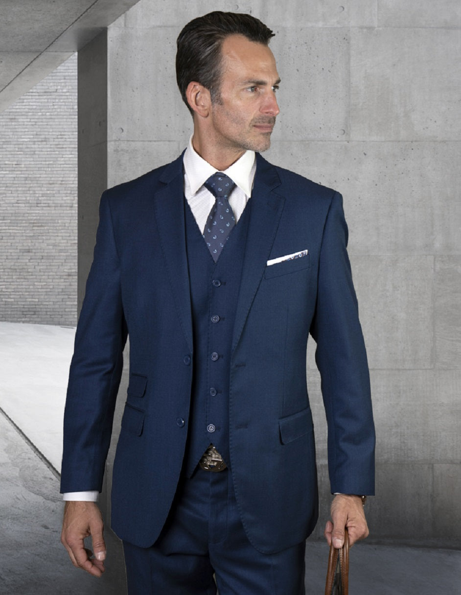 Sapphire Blue Modern Fit Vested Suit by Statement