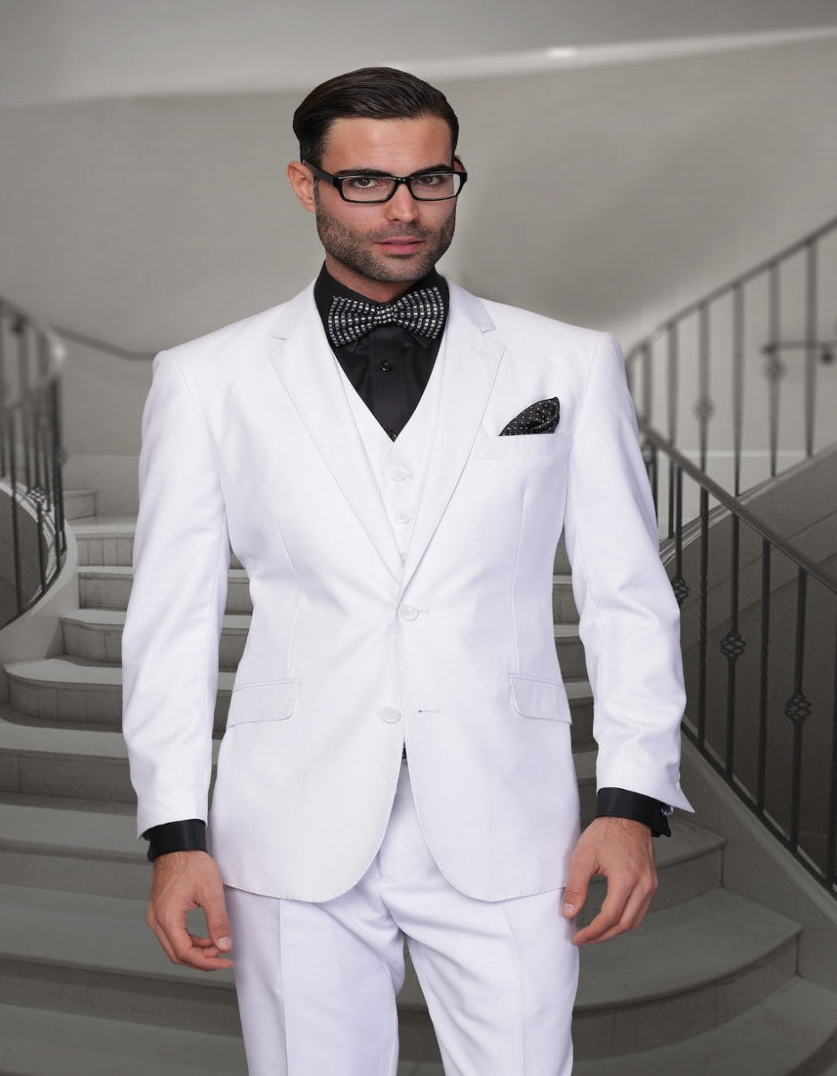 White 2 Button Wool Suit for Men