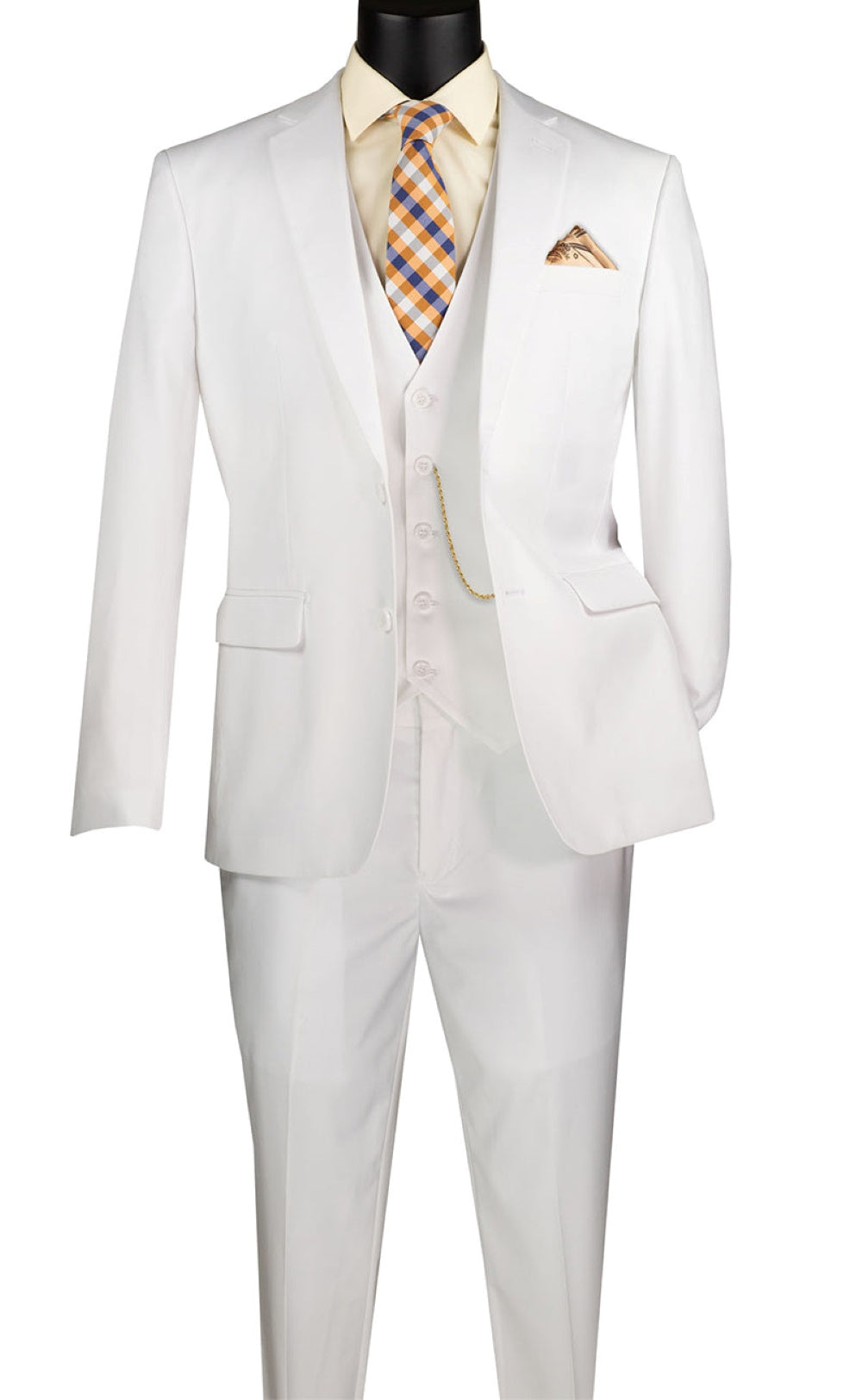 Slim Fit 3 Piece White Suit for Men