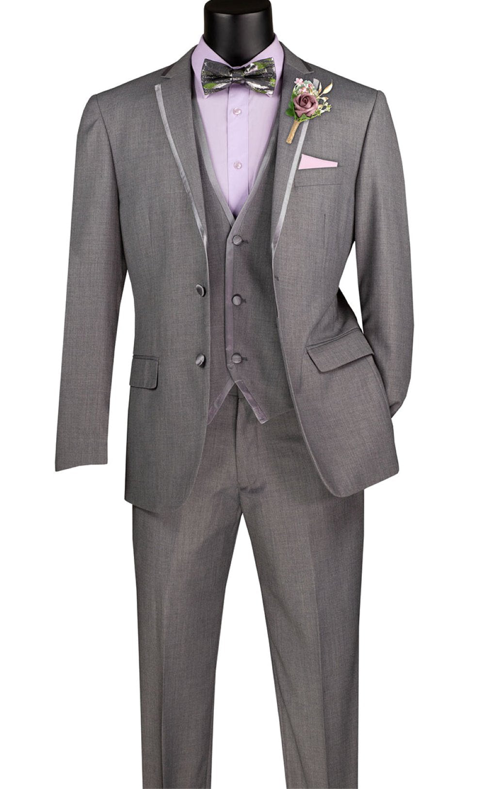 Leonardo Collection Slim Fit 3 Piece Tuxedo Light Gray